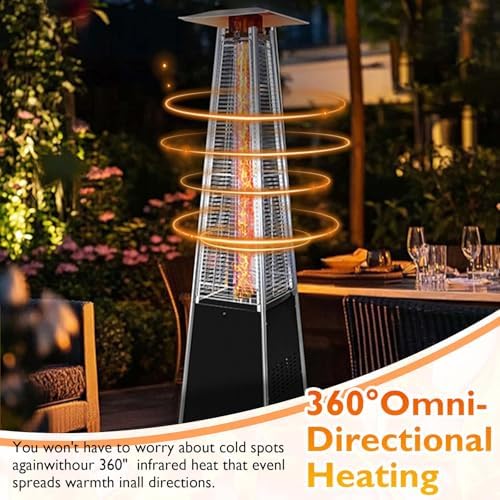 48,000 BTU Propane Patio Heater with Wheels, Quartz Glass Tube Pyramid Design, Includes Cover - Perfect for Parties, Backyard, Garden, Poolside, Commercial & Residential Use (Black) - Image 6