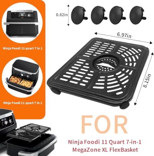 Air Fryer Replacement Parts for Ninja Foodi 11 Quart 7-in-1 MegaZone XL FlexBasket Air Fryer, 2 PCS Air Fryer Accessories Grill Pan Plate Crisper Plate Rack Tray with Rubber Bumpers - Image 2