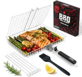 SHIZZO Grill Basket Gift Set with Skewers, Basting Brush, Gift Box by SHIZZO