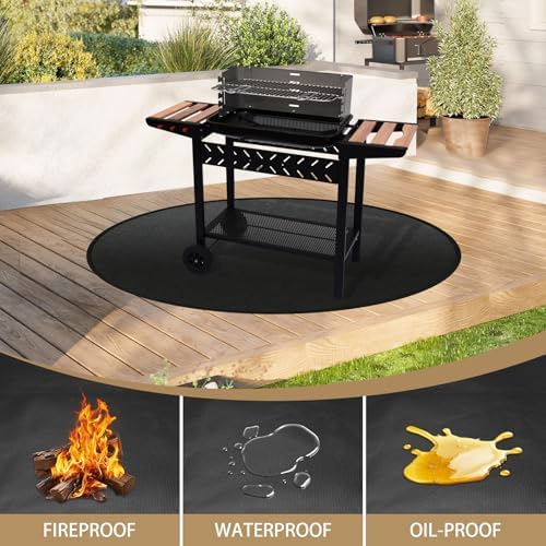 43" Fire Pit Mat for Solo Stove Bonfire - Round Fireproof Waterproof Under Grill Mat, Reusable Solo Stove Accessories for Deck Patio - Image 4