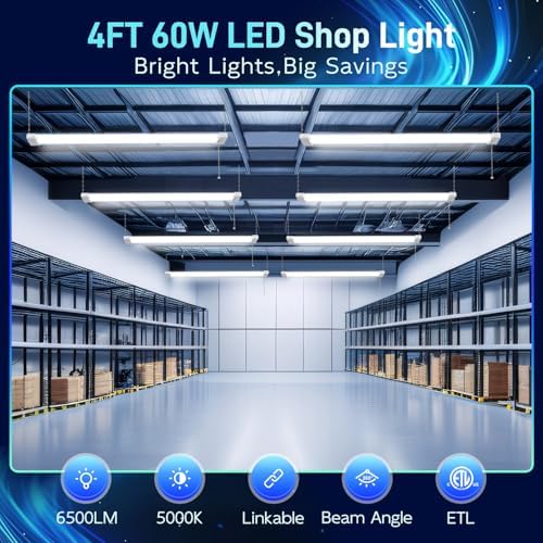 hykolity 4FT Linkable LED Shop Light for Garage,6500LM,5000K Daylight - Image 2