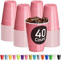DecorRack Light Pink Plastic Cups, 12 oz Disposable Cups, Reusable Party Supplies (40 Count) by DecorRack