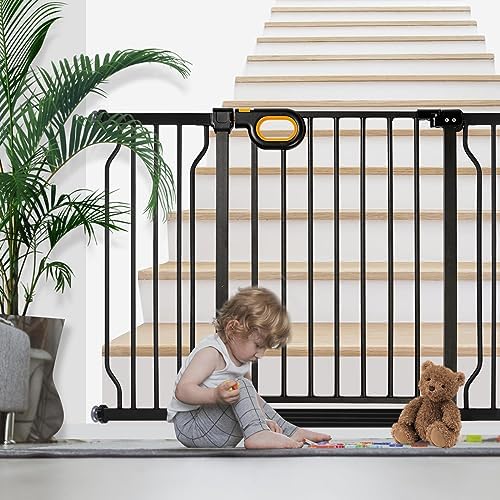 owlie 29 to 57 Inch Wide Baby Gate with Door for Stairs Doorways - Image 6
