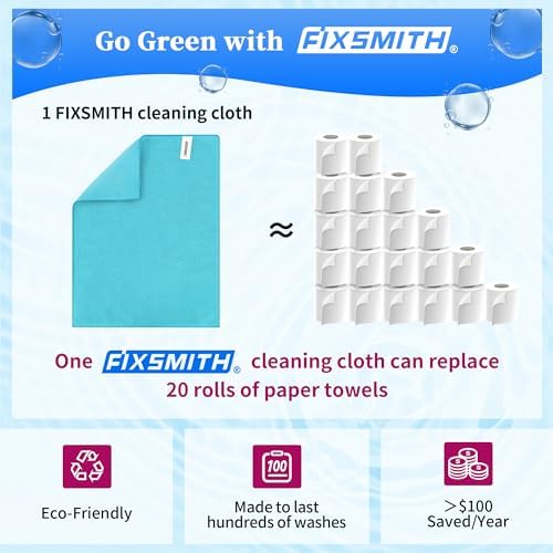 FIXSMITH Microfiber Cleaning Cloth - Pack of 12, Multi-Functional Towels, Size: 12 x 16 in, Highly Absorbent Rags, Lint-Free, Streak-Free for Car, Kitchen, Home, Office - Image 6