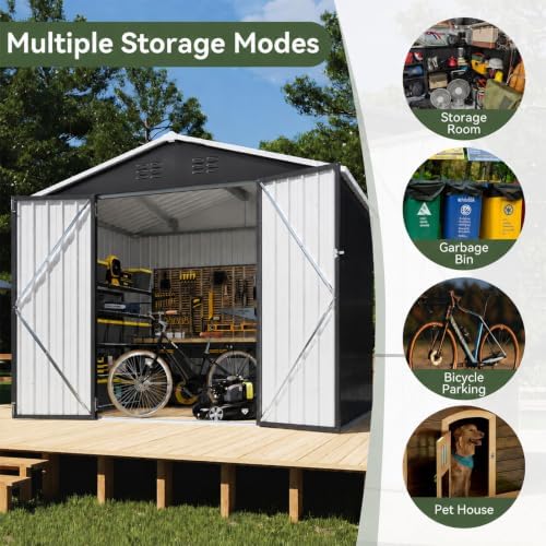 Aoxun 8x6 FT Shed Outdoor Storage Shed with Floor Black - Image 7