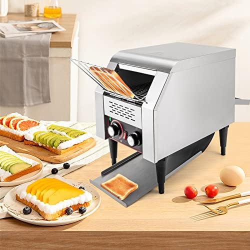 150 Slices/Hour Commercial Conveyor Toaster, 1300W Stainless Steel Heavy Duty Industrial Toasters w/Three-ring Heating Tubes, Countertop Electric Restaurant Equipment for Bun Bagel Bread Baked Food - Image 4
