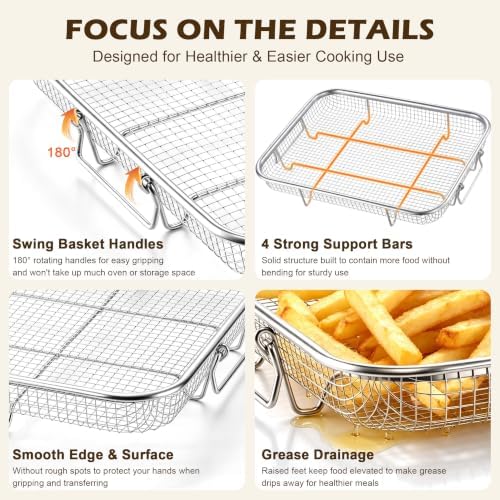 TeamFar 15.4 Inch Air Fryer Basket for Oven, Air Fryer Rack, 2 Pieces - Image 3
