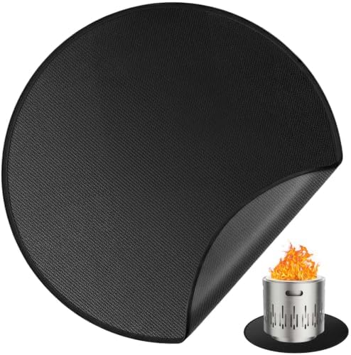 48" Fire Pit Mat Double-Sided Fireproof Under Grill Mat Round Deck Patio BBQ Protector Pad Indoor Fireplace Mat Portable for Outdoor Camping by WSSROGY%C3%97LAMEA