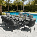 LayinSun 9 Pieces Outdoor Patio Dining Set, Aluminium Rectangular Dining Table and Wicker Rattan Chairs Set for Outside Backyard, Poolside by LayinSun