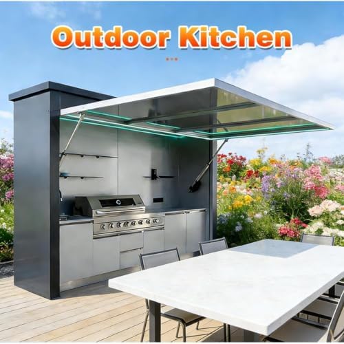 Modular Outdoor Kitchen Pod Durable Outdoor Kitchen Island with Built-in Grill Combo and Storage Cabinets, All-Weather BBQ Cooking Station for Backyard Patio Dining - Image 5