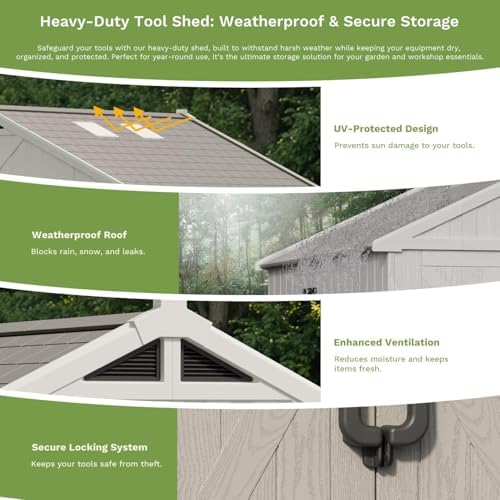 Patiowell 10x16 FT Resin Outdoor Storage Shed with Floor and Skylight - Image 5