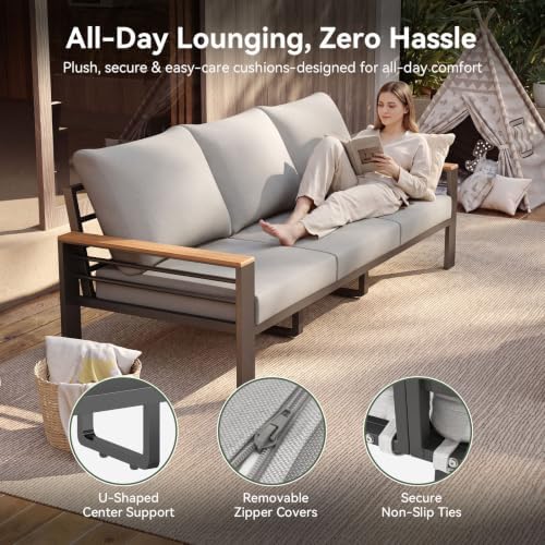 Aoxun Patio Furniture Set, Aluminum Outdoor Furniture with Fire Pit Table - Image 6