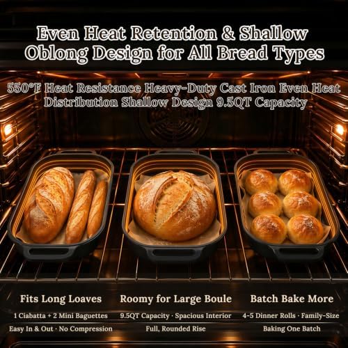 16"x10" Oval Cast Iron Dutch Oven for Bread Baking, Bread Loaf Pan With Sourdough Bread Making Kit, Pre-Seasoned Bread Dutch Oven With Lid, 9.5QT, 13 LBS Heavy Duty, Homemade Breadmaking - Image 5