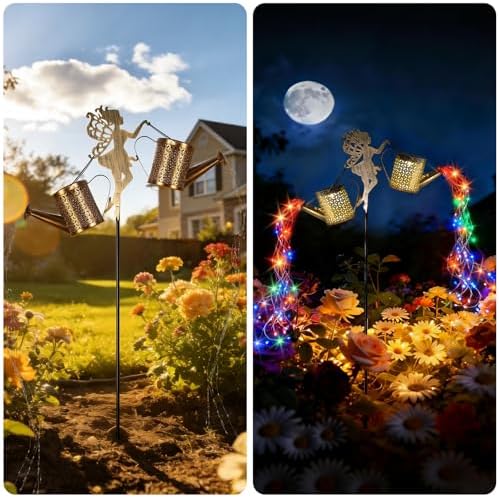 Solar Watering Can Light, Solar Flower Fairy Decorations Outdoor Light - Image 3