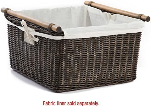The Basket Lady Deep Pole Handle Wicker Storage Basket, S, Walnut Brown - Image 2