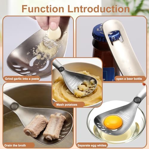 5 in 1 Multifunction Cooking Spoon - 18/8 304 Stainless Steel Slotted - Image 6