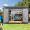 Outdoor Metal Storage Shed, Galvanized Steel Garden Shed with Sloped Roof & Vents, Waterproof Rust-Resistant Backyard Tool Shed for Patio Lawn Garden Trash Can Storage, Easy Assembly by GDFStudio