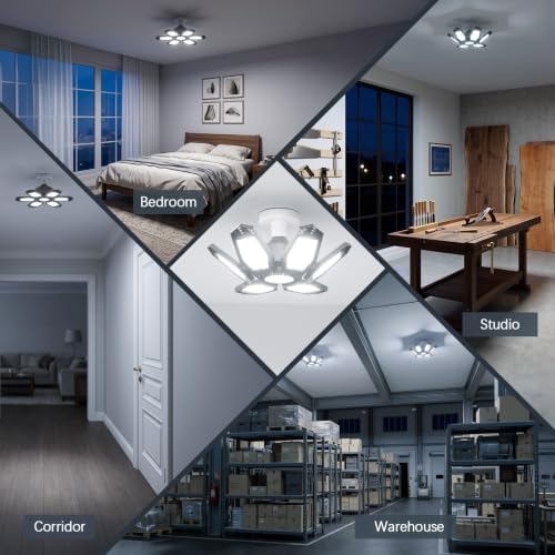 TANBABY 2 Pack LED Garage Lights, Deformable Ceiling Light, 30000LM 6500K - Image 4