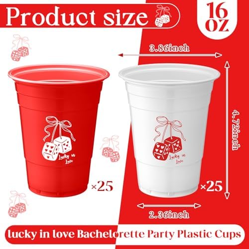 LemonRoad 50 Pcs Lucky in Love Bachelorette Party Plastic Cups 16oz - Image 3