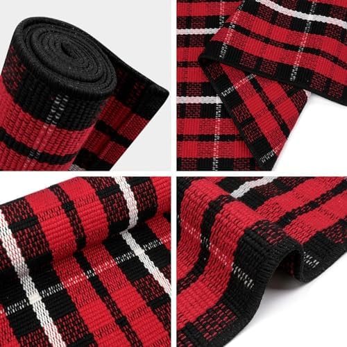 Christmas Front Door Mat Outdoor 2'X4.3' Red Plaid Porch Rug Welcome Mat - Image 4