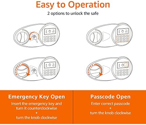 Amazon Basics Steel Security Safe and Lock Box with Digital Keypad, Electronic Lock, Emergency Key Open, Secure Cash, Jewelry, Documents, Black, 0.7 Cubic Feet, 16.9-x-14.6-x-7.1-inches (WxDxH) - Image 6