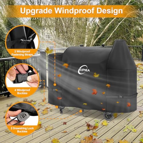 Kipiea 600D Heavy Duty Pellet Grill Cover for Pit Boss Austin XL & Rancher XL, Waterproof Wood Pellet Smoker Cover with Windproof Buckles, UV Resistant, No Tear, No Fading - Image 5
