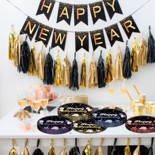 40Pcs Colorful Party Decorations Red Yellow Blue Purple Plates Set for Birthday Party Baby Shower Supplies Serve 40 People - Image 6