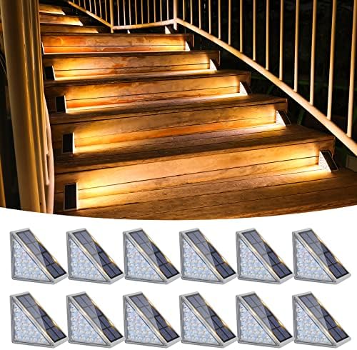 VOLISUN Outdoor Stair Lights 12 Pack, Solar Step Lights Waterproof IP67 by VOLISUN