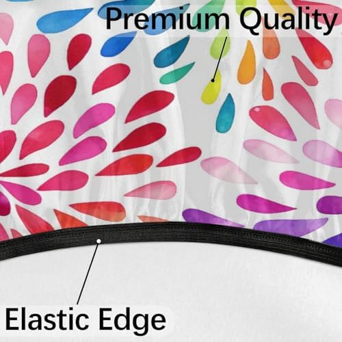 Colorful Fitted Round Tablecloth with Umbrella Hole and Zipper Spring or Summer Floral Outdoor Elastic Table Cloth 36"-44" Oil-Proof Waterproof Patio Table Cover for Picnic Party - Image 4