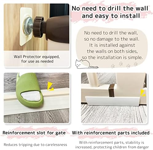 Lumizone 55.12" Extra Tall Pet Gate for Cat Dog 63.39"-67.90" Wide Cream - Image 6