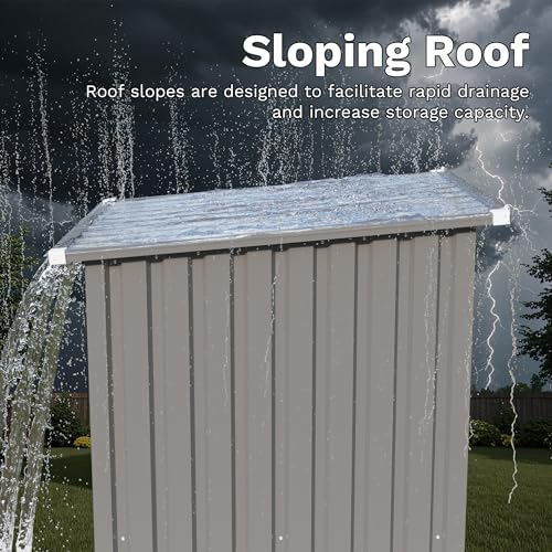 Devoko 3x3 FT Outdoor Storage Shed, Small Garden Tool Shed with Single Lockable Door, Metal Tool Storage Shed with Sloping Roof, Outside Shed for Backyard Patio Lawn, Gray - Image 3