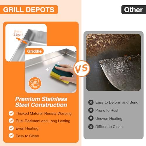 Gas Grill Griddle Combo with 3 Burners - Propane Grill on Cart - Stainless Steel 30,000 BTU -Camping Grill with 2 Foldable Tables, Cover - Outdoor Cooking Station for BBQ Backyard - Image 2