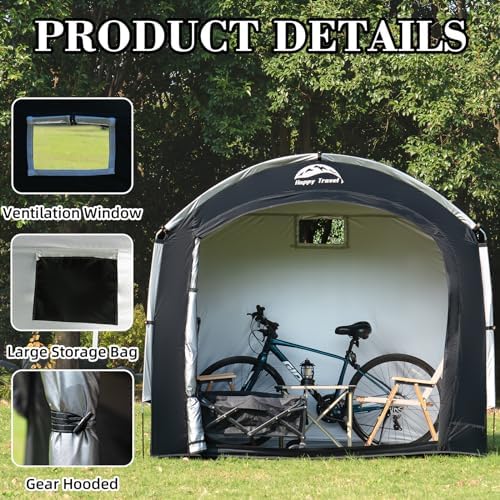 Happy Travel Outdoor Waterproof Bike Storage Tent Shed for 2/3/4/6/8 Bikes - Image 4