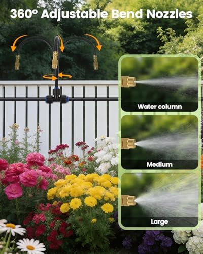 120FT Drip Irrigation System for Garden with 18 Nozzles –360° Adjustable Misting Nozzles, Quick-Connect Design, Ideal for Raised Beds, Lawns, Greenhouses & Outdoor Cooling - Image 3