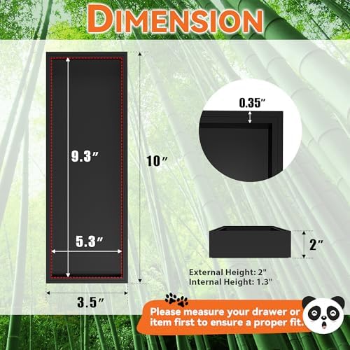 Lixple Bamboo Kitchen Drawer Organizer, 2 Pack, 10" x 3.5" x 2", Black - Image 2