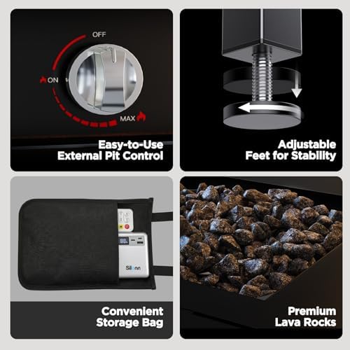 Ciays 28" Propane Fire Pit Table, 50,000 BTU CSA-Listed Gas Fire Pit with RGB Lighting, Adjustable Flame, Lava Rock, APP Control, Music-Sync Lighting, Outdoor Gas Fire Pit for Patio, Backyard & Garden - Image 4