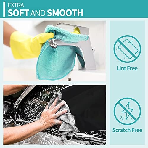 Microfiber Cleaning Cloth, 20 Pack Cleaning Rags, 12" x 12" Lint Free Shop Towels, Washable Reusable Microfiber Towels for Cars Kitchen Automotive House Office - Image 5