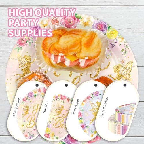 168 Pcs Glod Glitter Fairy Birthday Party Decorations, Serves 24 - Image 3