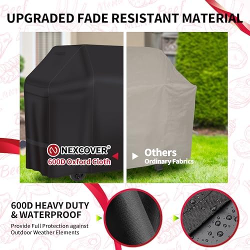 NEXCOVER 55 Inch Grill Cover - 600D Heavy Duty Waterproof and Weather Resistant BBQ Cover for Weber, Char Broil, Nexgrill - Fade Resistant, Black (Pack of 3) - Image 4