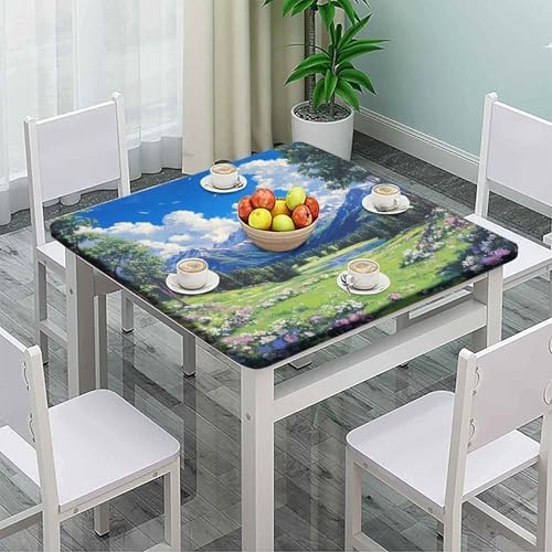Fitted Outdoor Tablecloth, Mountain Majesty Pattern Printed on Fade Resistant Fitted Picnic Table Cover, Great for Restaurants Family Events, Fit for 24" x 24" Square Tables - Image 2