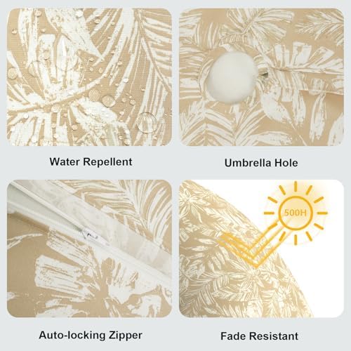 LVTXIII Rectangle Outdoor Tablecloth with Umbrella Hole and Zipper, Water-Repellent 60 x 84 Inch Patio Table Cover for Picnic, Garden, Backyard Dining, Tropical Leaf Oat - Image 4