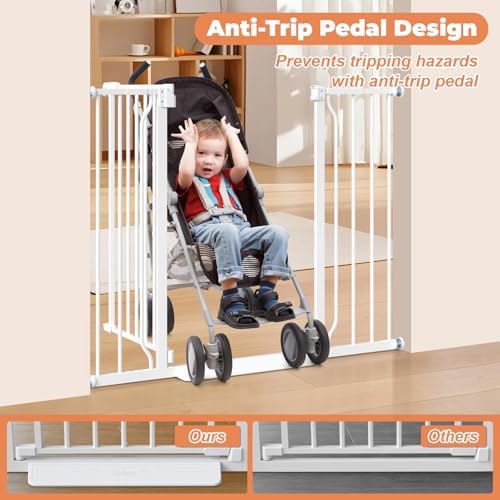 34" Tall Baby Gate No Drilling, Auto Close Dog Gate Indoor, White - Image 3