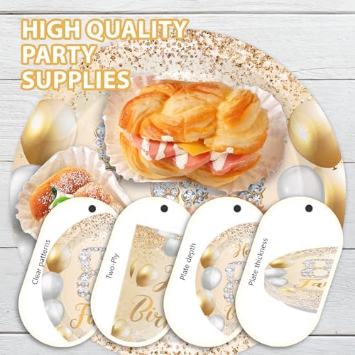 96Pcs White and Gold 80th Birthday Party Decorations,Serves 24 - Image 6