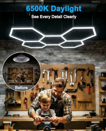 Hexagon Garage Lights: Hexagon led Gym Lights 26520LM DIY LED Shop Light - Image 2