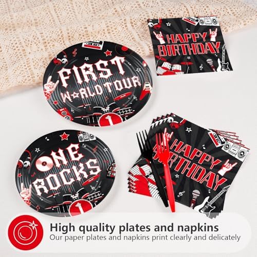 96 Pcs One Rocks 1st Birthday Party Decorations for Rock Music, Serves 24 - Image 3