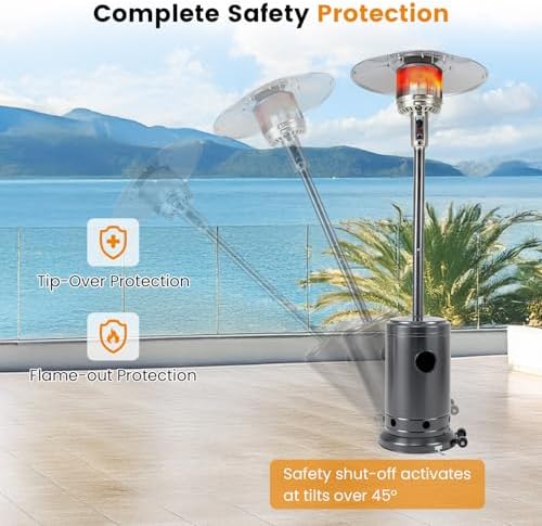 Tangkula 50,000 BTU Propane Patio Heater with Easy Ignition, Gray - Image 5