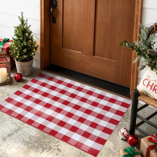 Christmas Door Mats Buffalo Plaid Rug 2'x3' Welcome Mat Front Porch Decor - Image 7