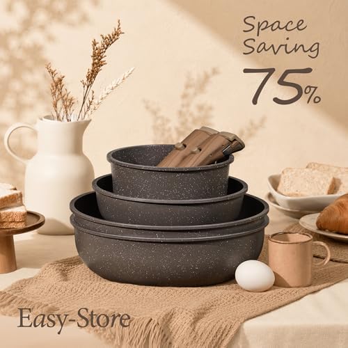 CAROTE 27pcs Pots and Pans Set Non Stick, Detachable Handle Cookware - Image 4