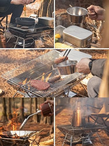 CAMPINGMOON Portable Fire Pit Grill Large 20 Inch Stainless Steel MT-3 - Image 6