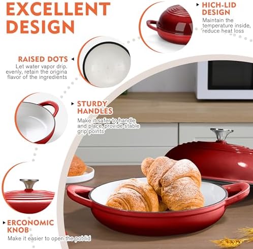 6 QT Enameled Cast Iron Round Bread Oven, Sourdough Dutch Oven - Image 3
